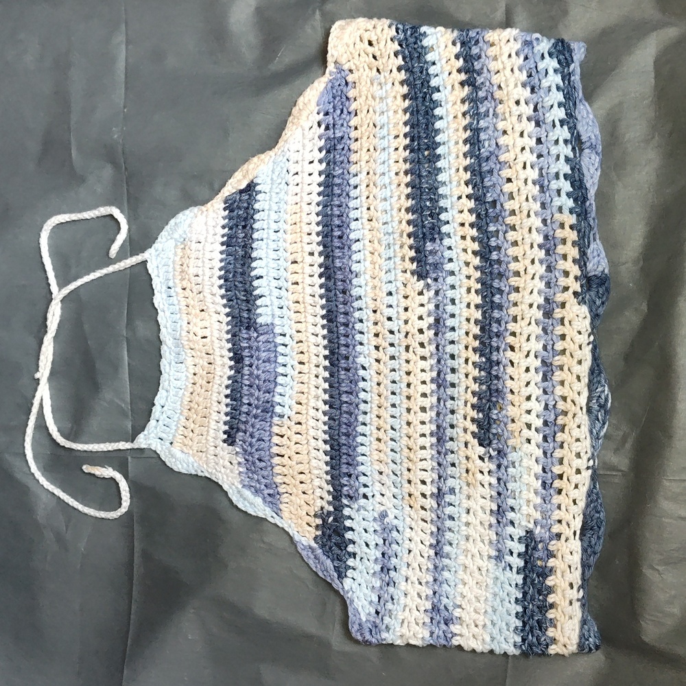 Handmade Crochet summer halter top multicolor blues